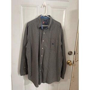 Chaps green white red plaid long sleeved button front collard shirt size 2XB